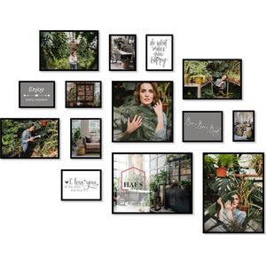 Haes Deco - Collage set met 14 kunststof fotolijsten zwart Easy Frame - EFS106B