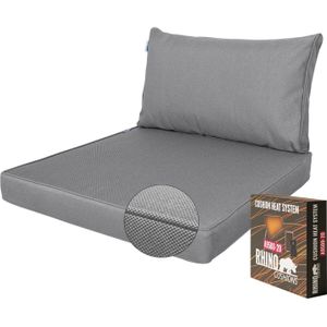 Warmtekussen lounge zit en rug 73x73cm carré - Ribera anthracite (waterafstotend)