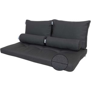 Loungekussen bank zit/rug/rol 120x60cm - Ribera dark grey (waterafstotend)