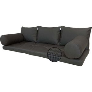 Loungekussen bank zit/rug/rol 180x60cm - Ribera dark grey (waterafstotend)