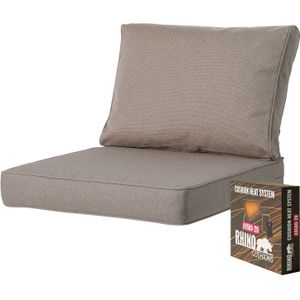 Loungekussen premium zit en rug 60x60cm carré - Manchester taupe (waterafstotend) met heat system