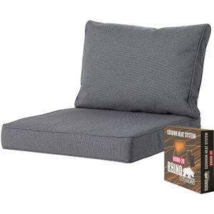 Loungekussen premium zit en rug 60x60cm carré - Manchester grey (waterafstotend) met heat system