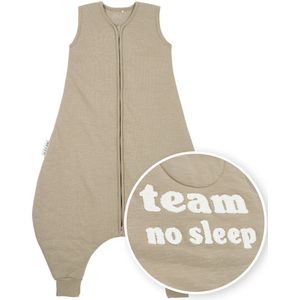 Meyco Baby Slub Met Team No Sleep Applicatie Baby Winter Slaapoverall Jumper Taupe/Offwhite