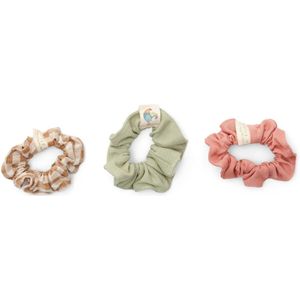 Little Dutch Scrunchie Warm Rose/Brown Check/Green 3St
