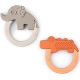 Done By Deer Bijtringen Tiny Teether 2-Pack | Deer Friends Papaye Sand