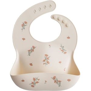 Mushie Slabbetje Siliconen Pink Flowers