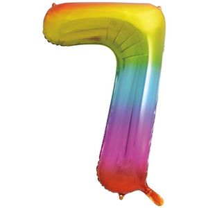 7 Jahre Figur Ballon Regenbogen Leer 86cm