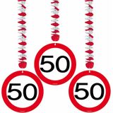 Hängende Dekoration 50 Jahre Verkehrsschild 75cm 3pcs