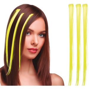 Gelbe Haarverlängerung 50cm 3Stück