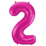 Folienballon Figur 2 Fuchsia Metallic XL 86cm leer