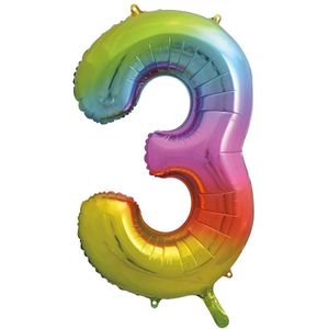 3 Jahre Figur Ballon Regenbogen Leer 86cm