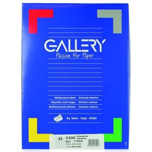 Gallery witte etiketten ft 70 x 25 mm (b x h), rechte hoeken, doos van 3.300 etiketten