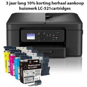 Combi Deal - Brother DCP-J1360DW printer + extra set LC-521 cartridges