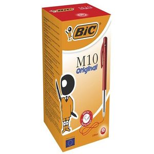 Bic balpen M10 Clic schrijfbreedte 0,4 mm, medium punt, rood - 50 stuks