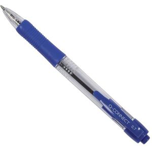 Q-Connect balpen retractable, medium punt, blauw - 10 pennen