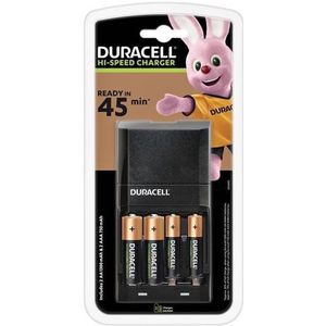 Duracell Batterijlader – Laadt op in 45 minuten, inclusief 2 AA en 2 AAA batterijen