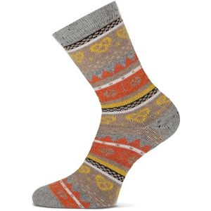 Dames wolmix sokken met dessin - Grey - 36-42