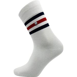 Unisex sokken met strepen wit, rood en blauw – White – 41-46