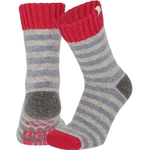 wollen antislip sokken voor kids met strepen – Fuchsia – 23-26