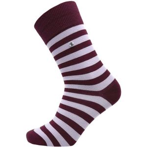 Unisex gestreepte sokken bordeaux en oudroze – Mulberry – 36-40