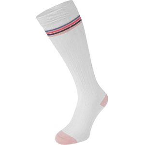 Kinderkniekous van katoen met rib streep – White Oldpink – 19-22