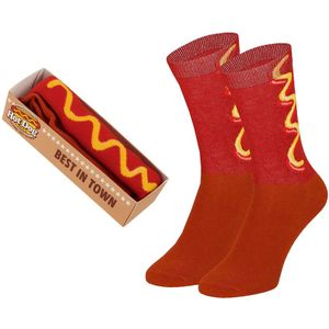 Unisex Hotdog sokken in cadeauverpakking – Red – 41-46