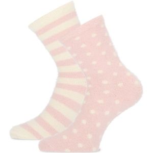 homesocks fluffy dots stripes – Old Pink