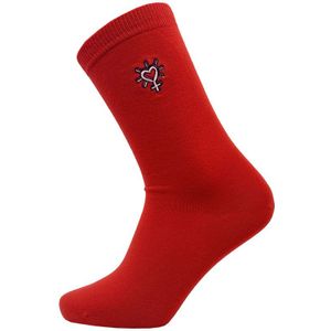 Unisex sokken met hart borduursel rood – Red – 36-40