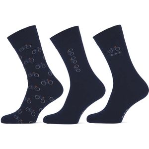 Heren sokken met fietsen – 3 paar - Marine