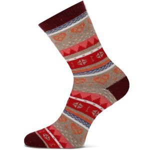 Dames wolmix sokken met dessin - Burgundy - 36-42