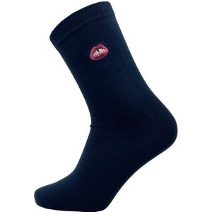 Unisex sokken met lippen borduursel donkerblauw – Dark Blue – 36-40