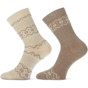 Dames wolmix sokken - Off white taupe