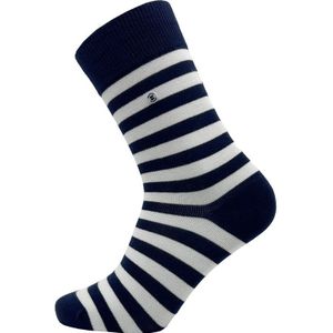 Unisex gestreepte sokken marineblauw en wit – Navy – 41-46