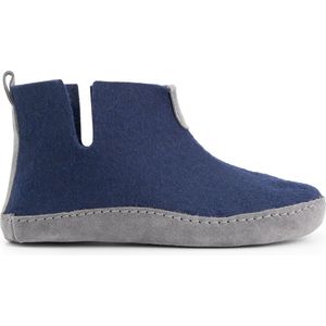 Travelin' Stay-Home Dames Sloffen - Wollen Pantoffels - suède zool - Marine Blauw