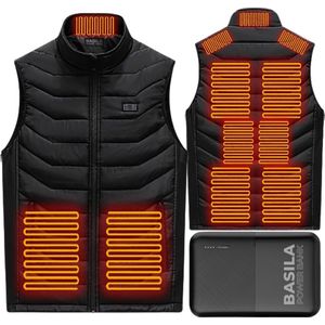 Basila® Elektrische Bodywarmer met Powerbank - XXL - 11 Heating Zones - tot 65°C - Thermo Kleding - Heated vest - Elektrische kleding - Thermo vest - Verwarmde Vest - Verwarmde Bodywarmer