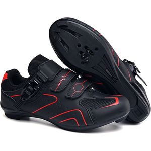 RAMBUX® - Fietsschoenen - MTB Schoenen Heren & Dames - Zwart Rood - SPD-SL & SPD-SM Zool (Race Combi) - Wielrenschoenen - Klikschoenen - Mountainbike - Racefiets - Maat 43