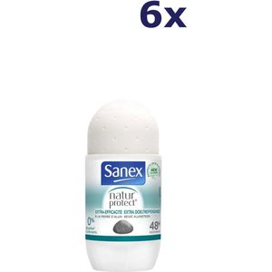 6x Sanex Deo Roll-on - 50ml natur protect extra doeltreffendheid aluinsteen