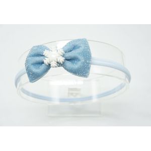 Frozen Nylon haarbandje met kleine strik  – Elsa Frozen  – Baby haarbandje – Blauw glitter velvet  - Bows and Flowers