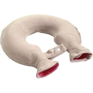 U-vormige nekwarmer met wikkel - Warme nek- en schouderpijn - 1400 ml - Afneembare deksel - Bruin - Willekeurige voeringkleur