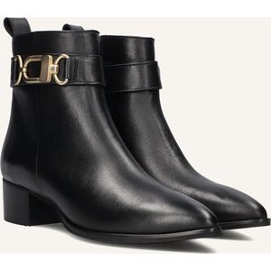 Notre-V - 3254 - Enkellaarsjes - Zwart - Leer - Blokhak 4 cm