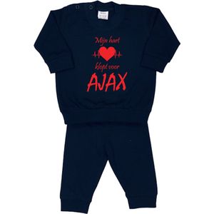 La Petite Couronne Pyjama 2-Delig ""Mijn hart klopt voor AJAX"" Unisex Katoen Zwart/rood Maat 56/62