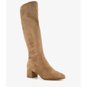 Tamaris suèdelook dames laarzen met hak beige - Maat 36