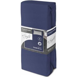 Hoeslaken Jersey Katoen 90x200cm Donkerblauw met Elastiek