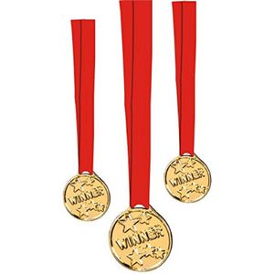 Stylex Metalen Medailles Winner 6 Stuks Goud/Rood