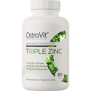 OstroVit - Triple Zinc - 90 Capsules - Drievoudige kracht van zink voor optimale opname - Vrij van onnodige toevoegingen – puur en effectief