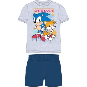 Sonic the Hedgehog shortama/pyjama game over katoen grijs/blauw maat 116