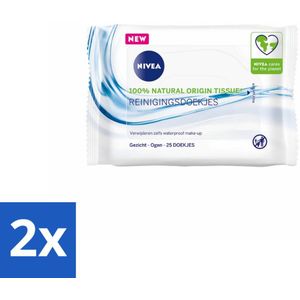 NIVEA - Reinigingsdoekjes - Verfrissend - Verwijdert Waterbestendige Make-up - 25 Doekjes - Voordeelverpakking - 2 stuks
