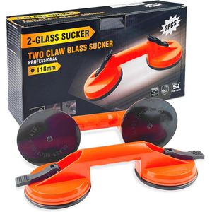 Zuignappen voor glas en tegels met antislip handgreep – 2 stuks, 100 kg draagvermogen