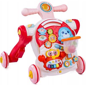 Loopwagen baby educatief speelgoed met muziek en licht - 5-in-1 loophulp voor lopen leren - in hoogte verstelbaar - roze - vanaf 1 jaar loopwagen baby