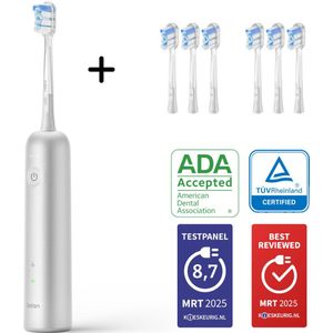 Laifen Wave Elektrische tandenborstel - Aluminium - Oscillerende en Vibrerende functie - Met 6 extra Super Clean TPU Opzetborstels
